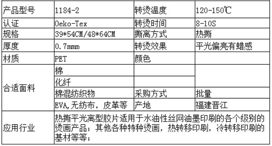 1184 熱撕平光